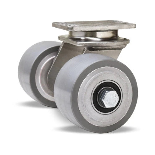 Hamilton S-ENS2-35GSB95 Dual Wheel Swivel Caster - 750lbs Capacity, 3 1/2" x 2" DuraGlide Polyurethane on Aluminum Wheels with Stainless Steel Bearings Hamilton
