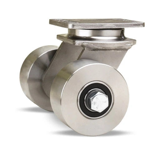 Hamilton 750 lbs Load Capacity Dual Wheel Stainless Steel Swivel Caster - (2) 3"x2" Solid Wheels, 1/2" Sealed Precision Ball Bearings - S-ENS2-3SB Endurance Series Hamilton