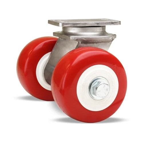 Hamilton 750lbs Load Capacity Stainless Steel Swivel Caster - Dual 4"x2" Poly-Tech Wheels with 3/4" Delrin Bearing (S-ENS2-4NFZ) Hamilton