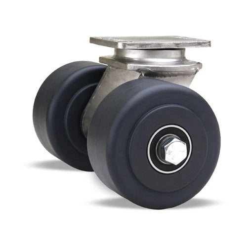 Hamilton 750 lbs. Load Capacity Stainless Steel Swivel Caster - Dual 4" x 2" Nylast™ High Performance Nylon Wheels with 1/2" Sealed Precision Ball Bearings - Endurance Series Hamilton