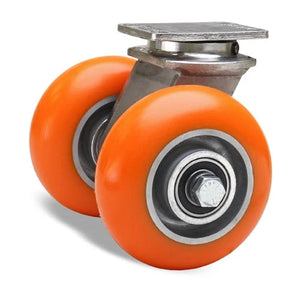 Hamilton S-ENS2-52EMB 5" x 2" Polyurethane Dual Wheel Stainless Caster – 750 lb