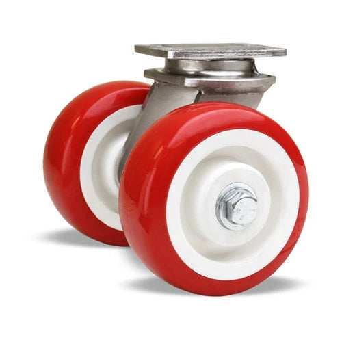 Hamilton 750 lbs. Stainless Steel Dual Wheel Swivel Caster - 5"x2" Poly-Tech Wheels with 3/4" Delrin Bearing (S-ENS2-5NFZ) Hamilton