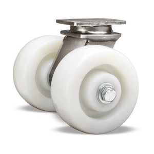 Hamilton 5"x2" White Nylon Swivel Dual Wheel Stainless Caster – 750 lb