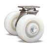 750 lbs Hamilton Dual 5"x2" White Nylon Wheel Stainless Steel Swivel Caster with Precision Ball Bearings Hamilton