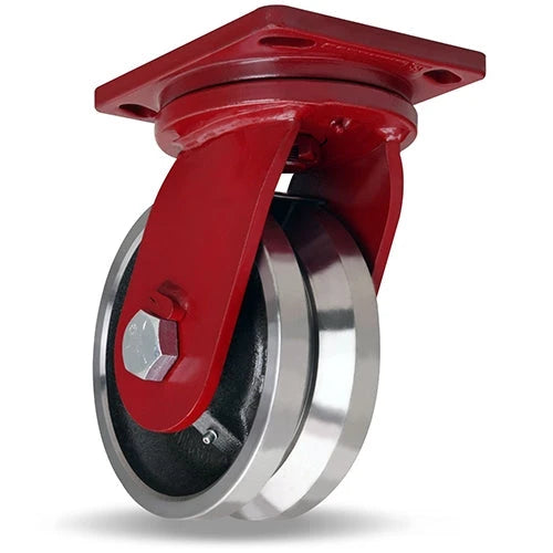 Hamilton 10,000 lbs. Enhanced Precision Super Duty Swivel Caster - 8"x4" Forged Steel V-Grooved Wheel - 1 1/4" Tapered Roller Bearing - S-EPSD-84FVT CasterHQ