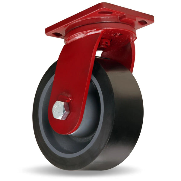 Hamilton 12" DuraGlide-AGV Polyurethane Swivel Caster - 5500 lbs Load Capacity - Enhanced Precision Duty with 1" Sealed Ball Bearing on Forged Steel - S-EPSD-AGV-124GB95 Hamilton