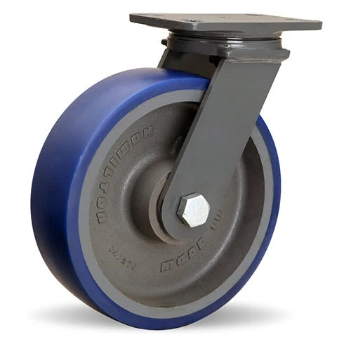 Hamilton Extended Service Swivel Caster with 10" x 3" Ergo-Glide Polyurethane (85A) on Cast Iron Wheel with 3/4" Sealed Precision Ball Bearings Hamilton