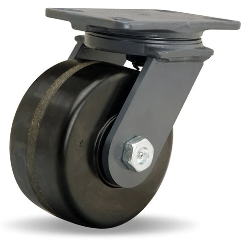 Hamilton Extended Service Swivel Caster with 6" x 3" Plastex Phenolic Wheel with 1" Straight Roller Bearing Hamilton