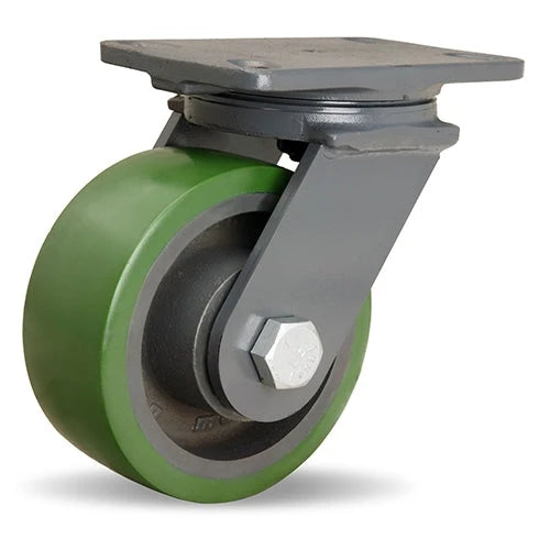 Hamilton Extended Service Swivel Caster with 6" x 2 1/2" Duralast Polyurethane (95A) on Cast Iron Wheel with 3/4" Sealed Precision Ball Bearing Hamilton