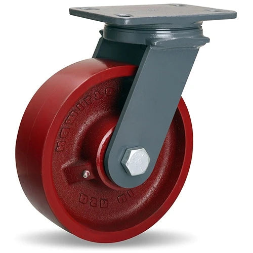 Hamilton Extended Service Swivel Caster with 8" x 2 1/2" Metal Wheel with 1" Straight Roller Bearing Hamilton