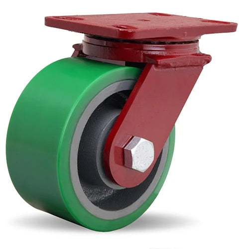 Hamilton ForgeMaster Swivel Caster with 6" x 3" Duralast Polyurethane (95A) on Cast Iron Wheel with 3/4" Sealed Precision Ball Bearings Hamilton