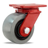 Hamilton ForgeMaster Swivel Caster with 6" x 3" DuraGlide 1" thick Polyurethane (95A) on Cast Iron Wheel with 3/4" Sealed Precision Ball Bearings Hamilton