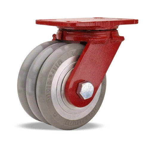 Hamilton ForgeMaster Swivel Caster with 6" x 3" UltraGlide (95A) Triple Wheel Grey Tread on Aluminum Core with 3/4" Sealed Precision Ball Bearings Hamilton