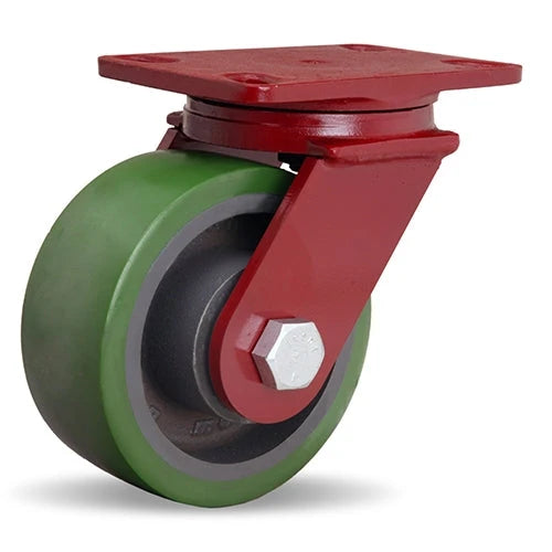 Hamilton ForgeMaster Swivel Caster with 6" x 2 1/2" Duralast Polyurethane (95A) on Cast Iron Wheel with 3/4" Sealed Precision Ball Bearing Hamilton