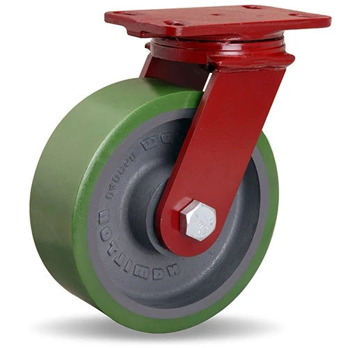 Hamilton ForgeMaster Swivel Caster with 8" x 3" Duralast Polyurethane (95A) on Cast Iron Wheel with 3/4" Sealed Precision Ball Bearings Hamilton