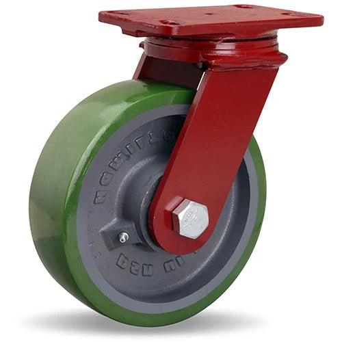 Hamilton ForgeMaster Swivel Caster with 8" x 2 1/2" Duralast Polyurethane (95A) on Cast Iron Wheel with 3/4" Sealed Precision Ball Bearing Hamilton