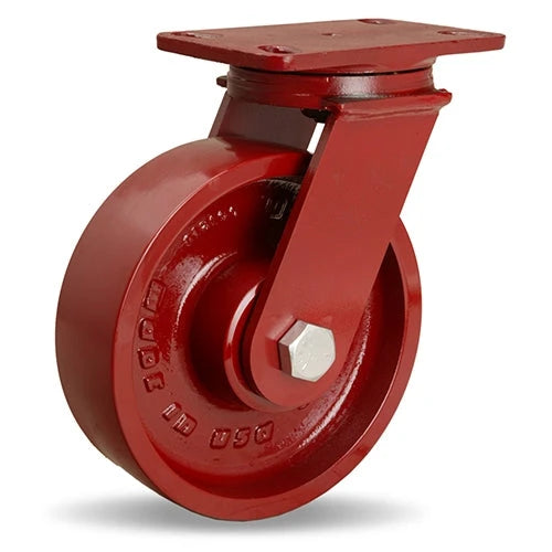 Hamilton ForgeMaster Swivel Caster with 8" x 2 1/2" Metal Wheel with 1" Straight Roller Bearing Hamilton