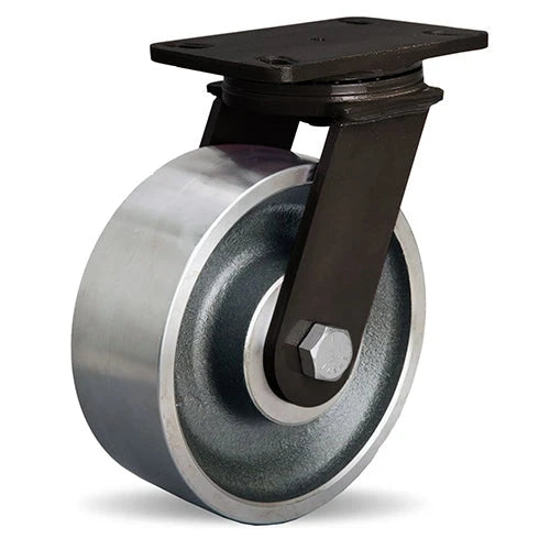 Hamilton FMK Series 8" Swivel Caster - High Heat Kingpinless - 2560 lbs. Capacity @ 550°F, 1280 lbs. @ 750°F - Forged Steel Wheel with 3/4" Stainless Steel Bearings Hamilton