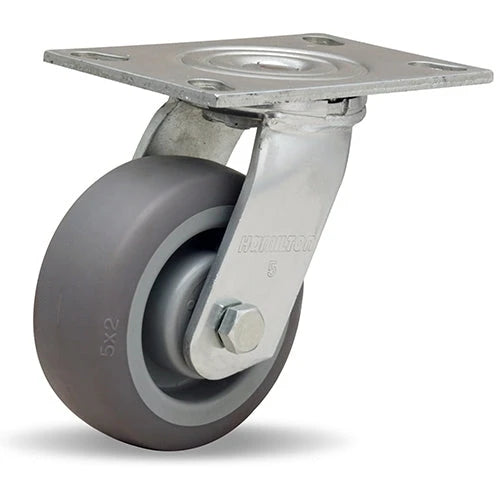 Hamilton S-GS-5TE General Service Swivel Caster - 5" Versa-Tech Rubber Wheel on Polyolefin, 3/4" Roller Bearing Hamilton