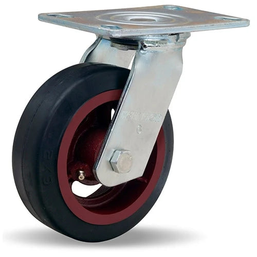 Hamilton S-GS-6R Swivel Caster - 6x2 Inch Mold-On Rubber Wheel on Cast Iron - Durable for Industrial Use Hamilton