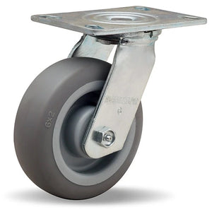 Hamilton S-GS-6TE 6" x 2" Gray Rubber Swivel Caster – 1250 lb