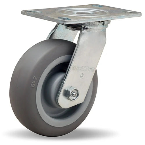 Hamilton S-GS-6TE General Service Swivel Caster - 6x2 Inch Versa-Tech Gray Rubber on Polyolefin Wheel with Roller Bearing Hamilton