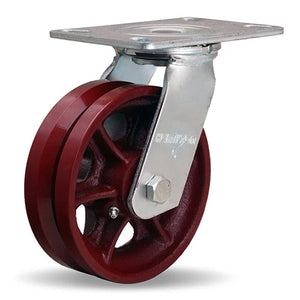 Hamilton S-GS-6V 6" x 2" V-Grooved Swivel Caster – 3/4" Roller Bearing