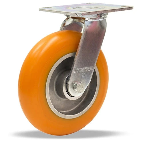 Hamilton S-GS-82EMB General Service Swivel Caster - 8x2" Ergo-Tech Polyurethane Wheel, Precision Ball Bearings, Durable Aluminum Core Hamilton