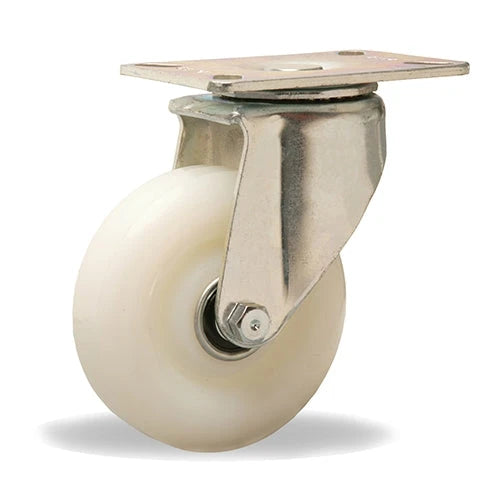 Hamilton S-HL-4WN 350 lbs Capacity Hi-Lo Swivel Caster - 4x1.25 Inch White Nylon Wheel, 3/8 Inch Ball Bearing Hamilton