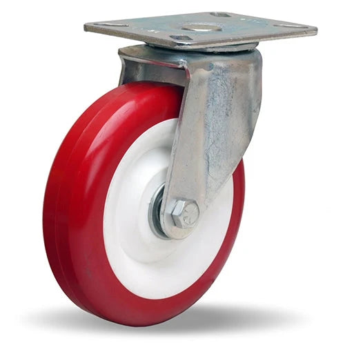 Hamilton 5-inch Hi-Lo Swivel Caster with Poly-Tech Polyurethane Wheel, 350 lbs Load Capacity - 1/2" Sealed Precision Ball Bearings Hamilton