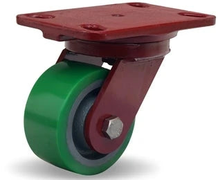 Hamilton Heavy Service Swivel Caster with 4" x 2" Duralast Polyurethane (95A) on Cast Iron Wheel with 1/2" Sealed Precision Ball Bearings Hamilton