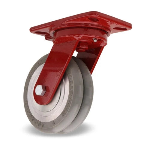 Hamilton Heavy Service Swivel Caster with 4" x 2" UltraGlide (95A) Twin Wheel Grey Tread on Aluminum Core with 3/4" Sealed Precision Ball Bearings Hamilton