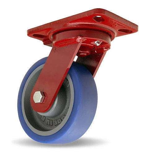 Hamilton Heavy Service Swivel Caster with 6" x 2" Ergo-Glide Polyurethane (85A) on Cast Iron Wheel with 1/2" Sealed Precision Ball Bearings Hamilton
