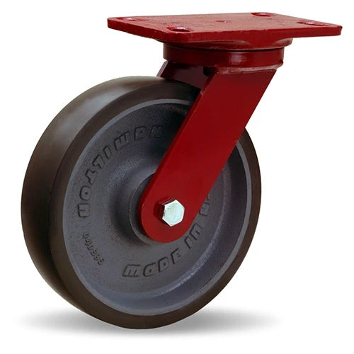 Hamilton Heavy Service Swivel Caster with 8" x 2" Duralast XC Polyurethane (70D) on Cast Iron Wheel with 1/2" Sealed Precision Ball Bearings Hamilton