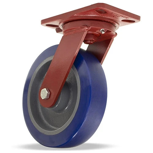 Hamilton Heavy Service Swivel Caster with 8" x 2" Ergo-Glide XT 1" thick Polyurethane (82A) Wheel with 1/2" Sealed Precision Ball Bearing Hamilton