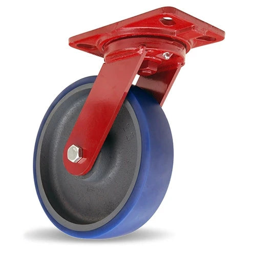 Hamilton Heavy Service Swivel Caster with 8" x 2" Ergo-Glide Polyurethane (85A) on Cast Iron Wheel with 1/2" Sealed Precision Ball Bearings Hamilton