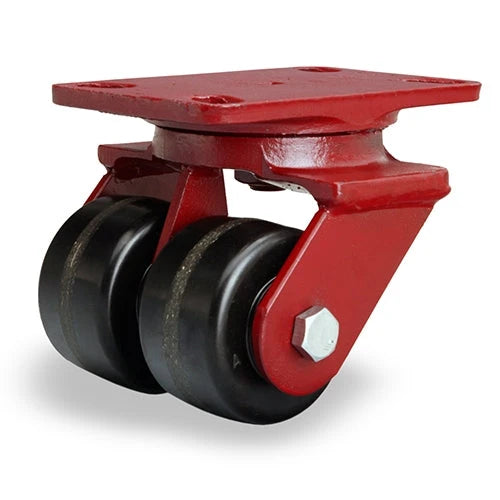 Hamilton Heavy Service Dual-Wheel Swivel Caster with 3 1/4" x 2" Plastex Phenolic Wheels with 3/4" Straight Roller Bearings Hamilton