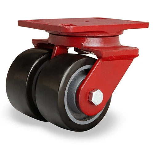 Hamilton Heavy Service Dual-Wheel Swivel Caster with 4" x 2" Duralast XC® Polyurethane (70D) on Cast Iron Wheels with 1/2" Sealed Precision Ball Bearings Hamilton