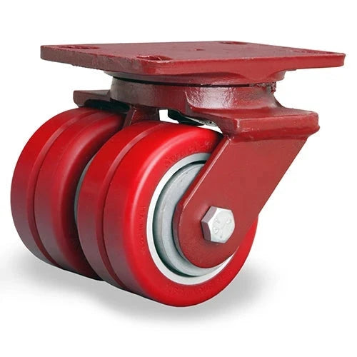 Hamilton Heavy Service Dual-Wheel Swivel Caster with 4" x 2" Swivel-EAZ® Polyurethane on Aluminum Core Twin Wheels with 1/2" Sealed Precision Ball Bearings - 1,200 lbs Capacity CasterHQ