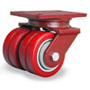 Hamilton Heavy Service Dual-Wheel Swivel Caster with 4" x 2" Swivel-EAZ® Polyurethane on Aluminum Core Twin Wheels with 1/2" Sealed Precision Ball Bearings - 1,200 lbs Capacity CasterHQ