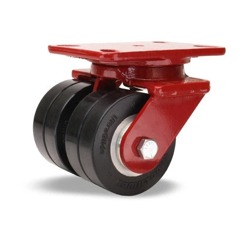 Hamilton 2000 lbs Load Capacity Heavy Service Dual-Wheel Swivel Caster - 4"x2" UltraGlide XC Polyurethane on Aluminum - 1/2" Sealed Precision Bearings Hamilton