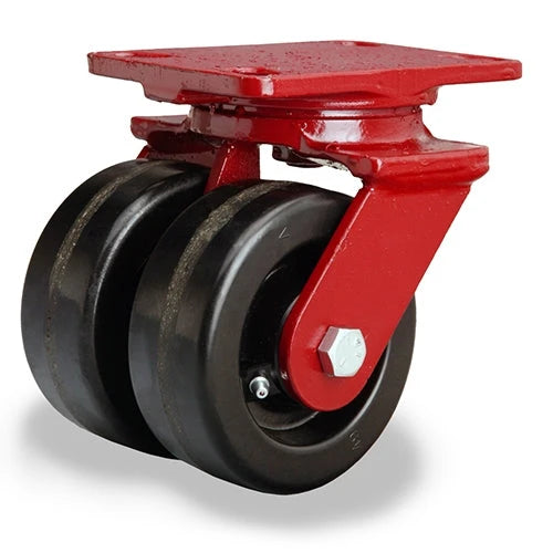 Hamilton Heavy Service Dual-Wheel Swivel Caster with 5" x 2" Plastex Phenolic Wheels with 3/4" Straight Roller Bearings - 1,600 lbs Capacity Hamilton