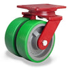 Hamilton Heavy Service Dual-Wheel Swivel Caster with 6" x 2" Duralast® Polyurethane (95A) on Cast Iron Wheels with 1/2" Sealed Precision Ball Bearings - 2,100 lbs Capacity Hamilton