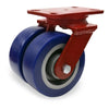 Hamilton Heavy Service Dual-Wheel Swivel Caster with 6" x 2" Ergo-Glide XT Polyurethane (85A) on Cast Iron Wheels with 1/2" Sealed Precision Ball Bearings - 2,300 lbs Capacity Hamilton
