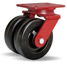 Hamilton Heavy Service Dual-Wheel Swivel Caster with 6" x 2" Plastex Phenolic Wheels with 3/4" Straight Roller Bearings - 1,900 lbs Capacity Hamilton