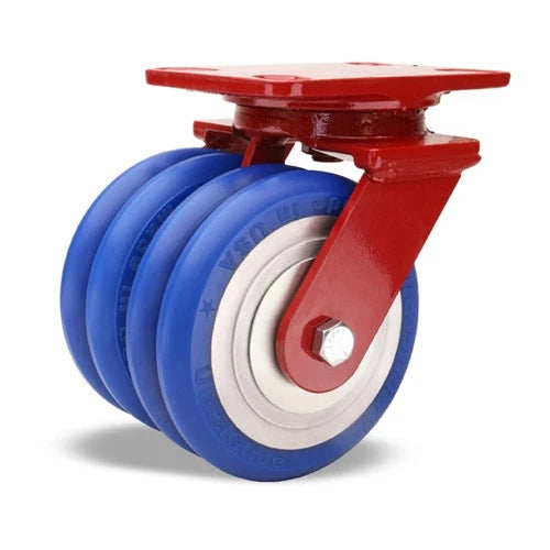6" x 2" Hamilton Heavy Service Dual-Wheel Swivel Caster - 2200 lbs Load Capacity - UltraGlide® Ergo Polyurethane on Aluminum Core - 1/2" Sealed Precision Ball Bearings - S-HS2-6SWC85 Hamilton