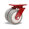 Hamilton 2700 lbs. Heavy Service Dual-Wheel Swivel Caster - 6" x 2" UltraGlide 24/7 AGV Polyurethane on Aluminum Core Twin Wheels with 1/2" Sealed Precision Ball Bearings - S-HS2-6SWC95 Hamilton