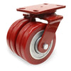 Hamilton Heavy Service Dual-Wheel Swivel Caster with 6" x 2" Swivel-EAZ® Polyurethane on Aluminum Core Twin Wheels with 1/2" Sealed Precision Ball Bearings - 2,500 LBS Capacity CasterHQ