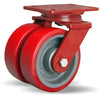 Hamilton Heavy Service Dual-Wheel Swivel Caster with 6" x 2" Ultralast™ Premium Polyurethane (95A) on Forged Steel Wheels with 1/2" Sealed Precision Ball Bearings - 2,100 lbs Capacity CasterHQ