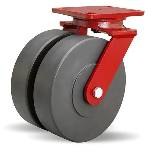 Hamilton Heavy Service Dual-Wheel Swivel Caster with 8" x 2" Nylast™ High Performance Cast Nylon Wheels with 1/2" Sealed Precision Ball Bearings - 3,000 lbs Capacity CasterHQ